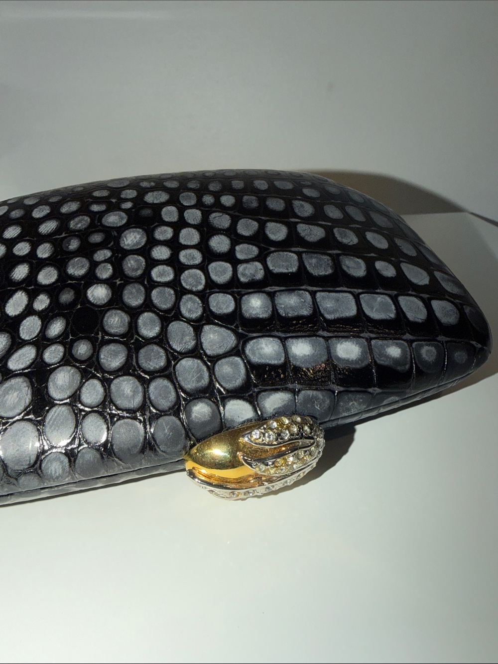 Vintage RODO Italy black croc embossed leather clutch shoulder bag - Picture 13 of 14